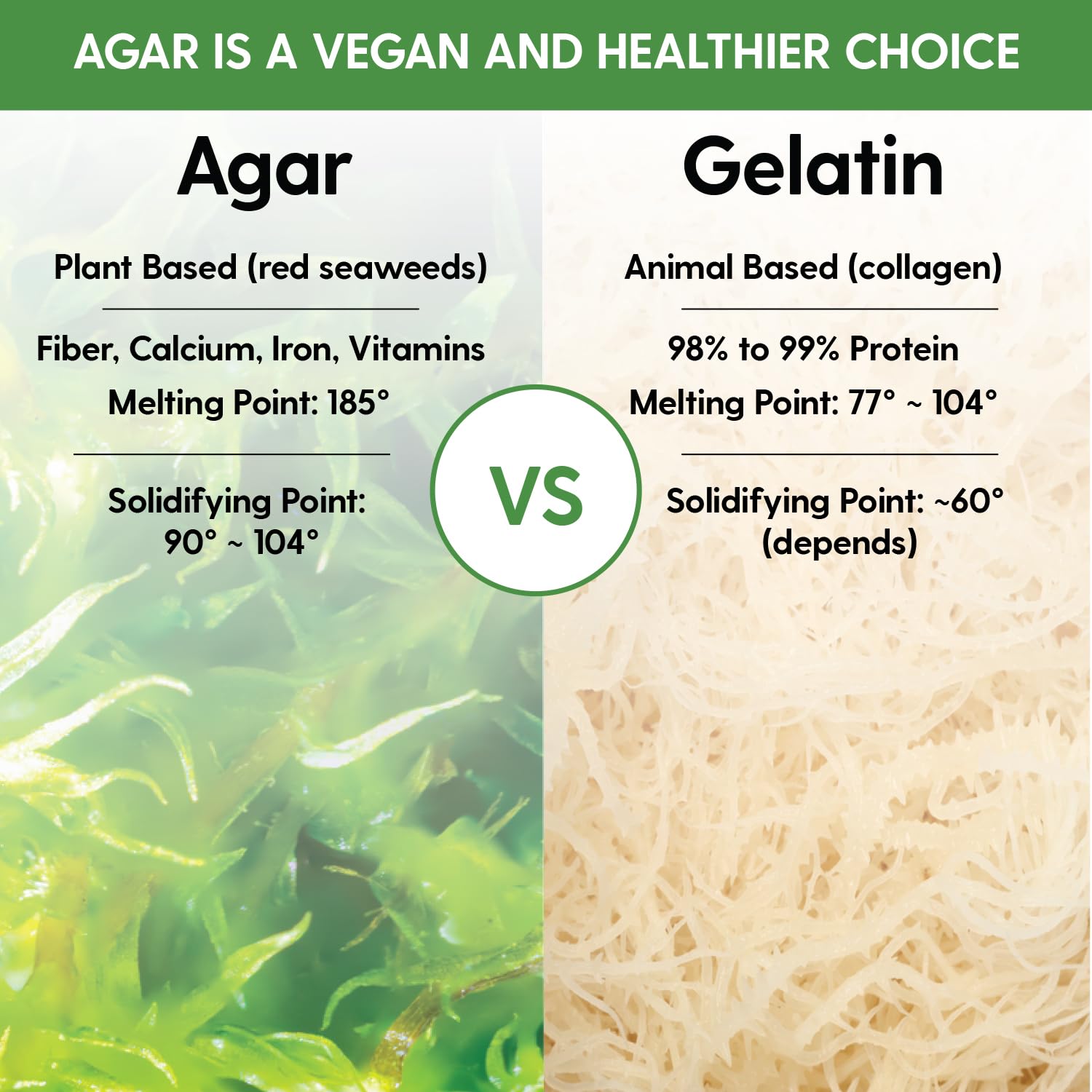 Premium Agar Agar Powder (4Oz) - 100% Natural Vegan Gelatin Substitute, Halal & Kosher Certified, Gluten-Free, Non-GMO, Sugar-Free for Delicious Desserts
