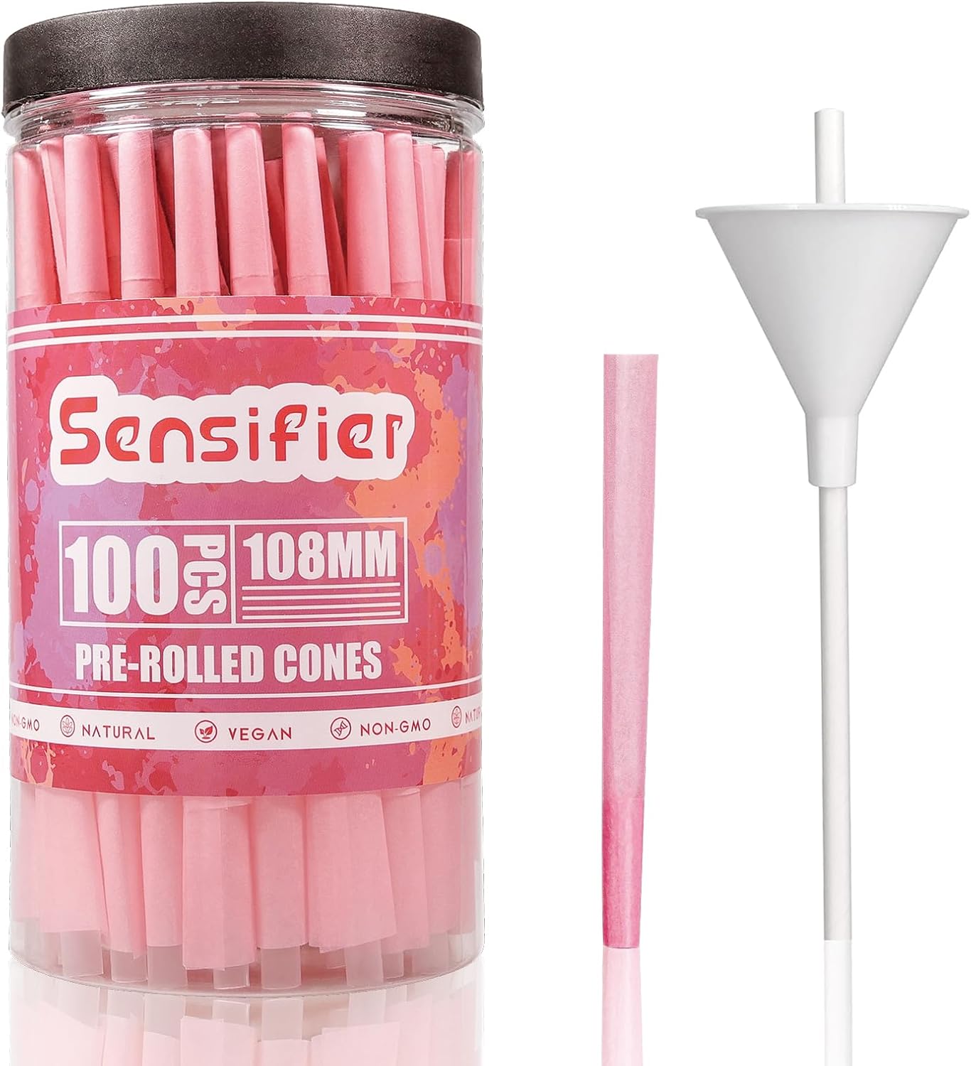 King Size Pink Pre Rolled Cones - 100 Pack with Loader & Packing Sticks - Perfect for Smooth Rolling!