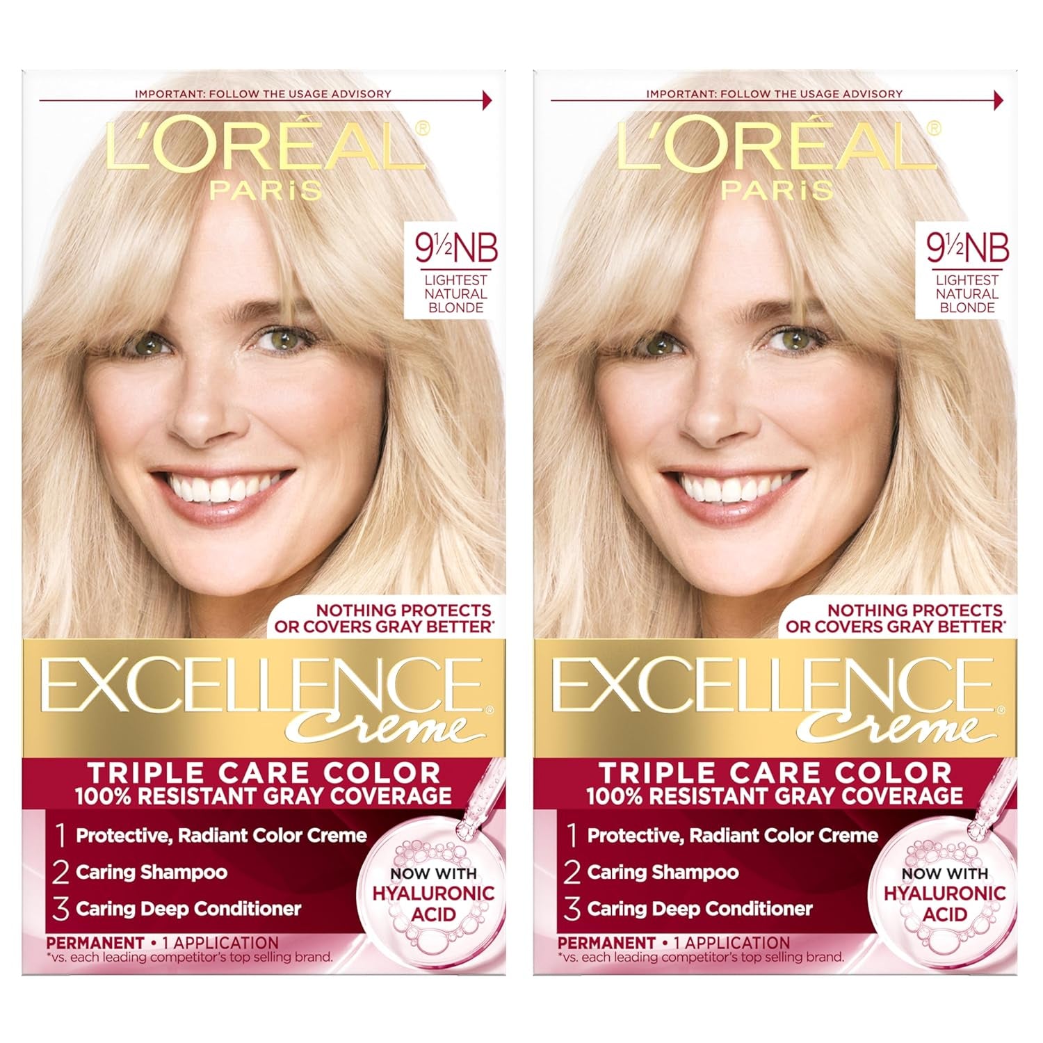 Excellence Crème Permanent Hair Dye - 5 Medium Brown, Triple Care Formula with Hyaluronic Acid for 100% Gray Coverage, 1 Kit (Packaging May Vary)