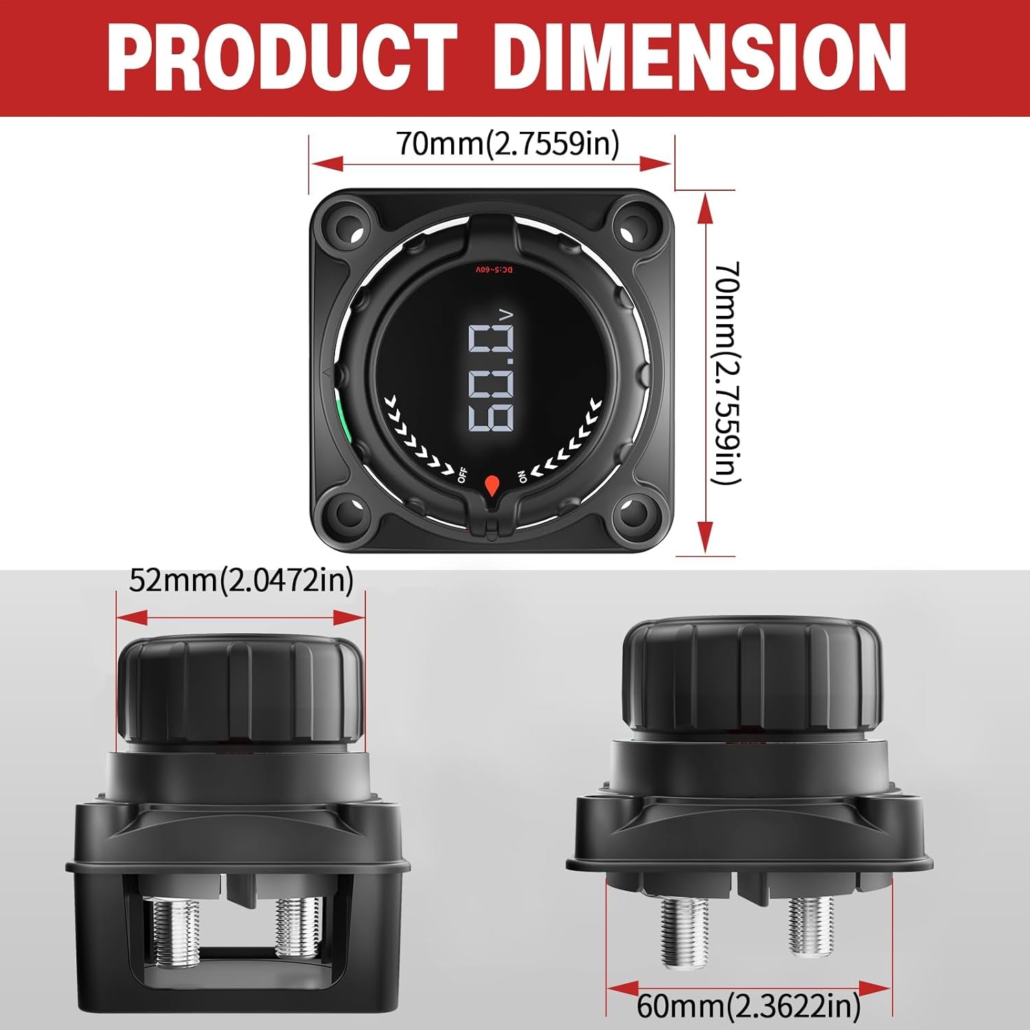 Upgrade Your Power Management: 300A Battery Disconnect Switch with Digital Voltage Display for Car, Truck, Marine, RV, and Trailer (DC 5-60V)