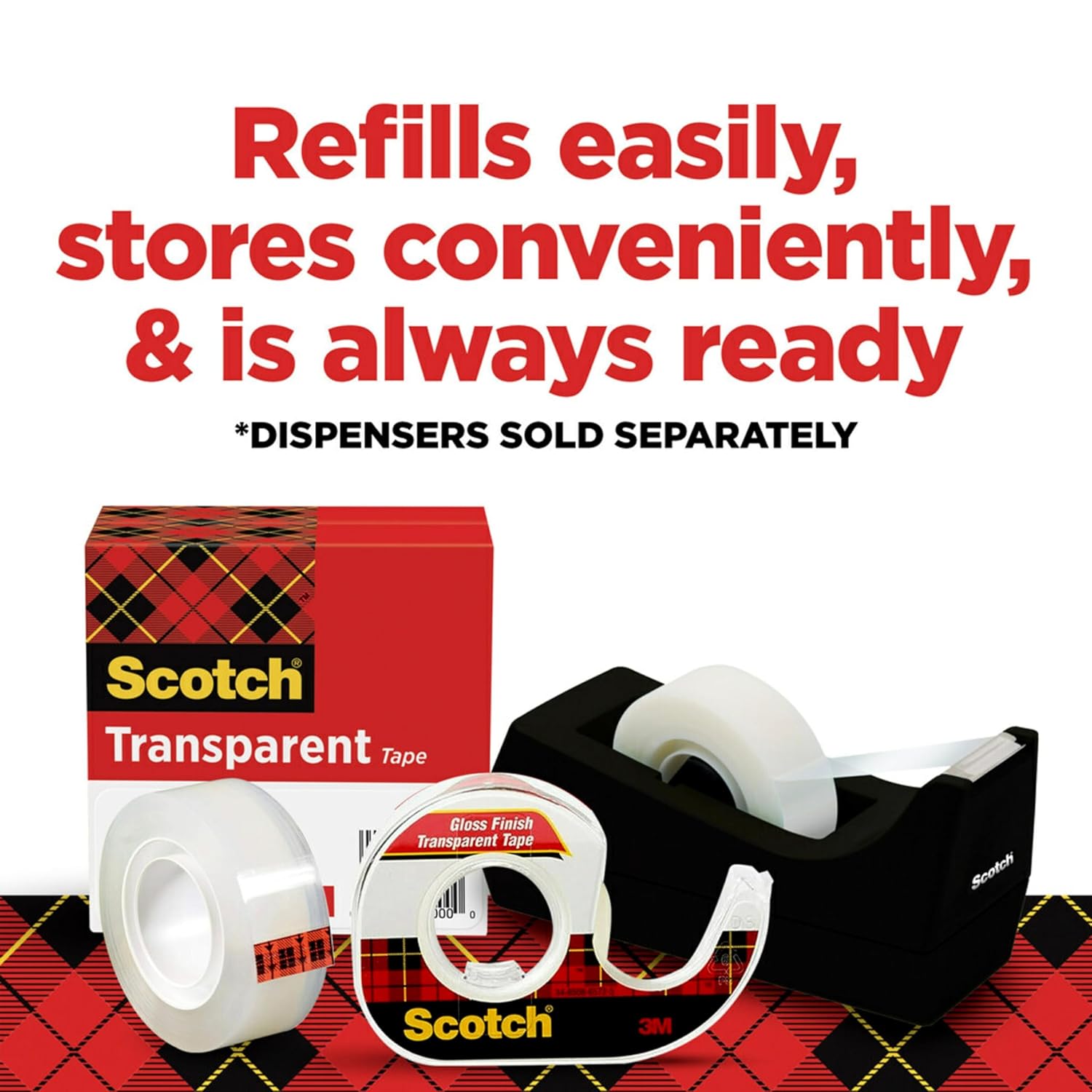 Premium Clear Tape Refills - 24 Rolls, 3/4" x 1000" with 1" Core