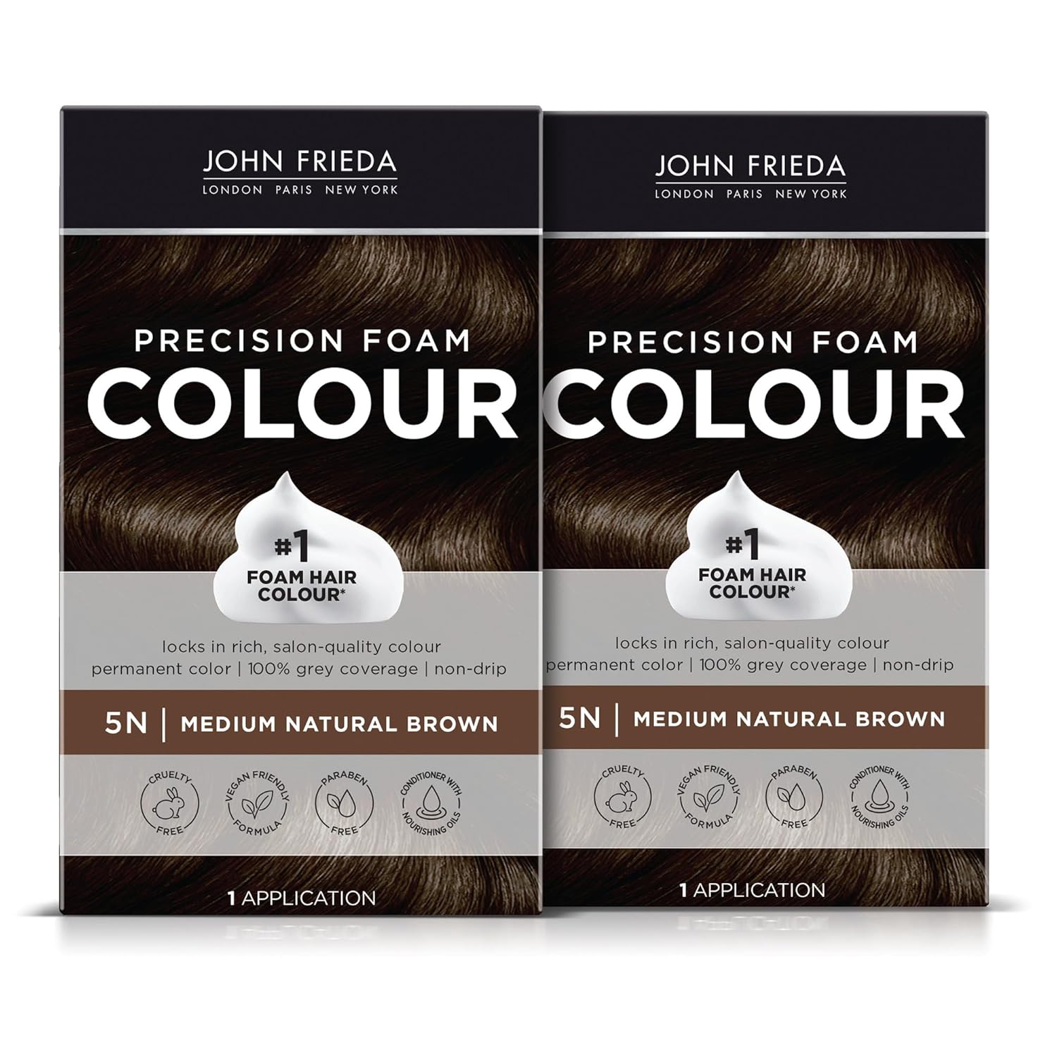 Transform Your Look with John Frieda Precision Foam Colour in Medium Natural Brown 5N - Full-Coverage, Anti-Fade Hair Color Kit for Stunning Results