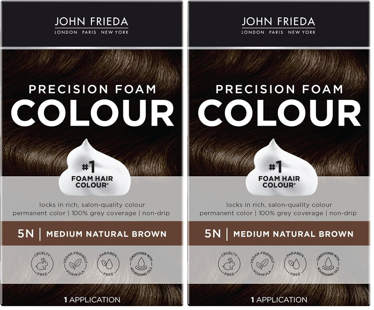 Transform Your Look with John Frieda Precision Foam Colour in Medium Natural Brown 5N - Full-Coverage, Anti-Fade Hair Color Kit for Stunning Results
