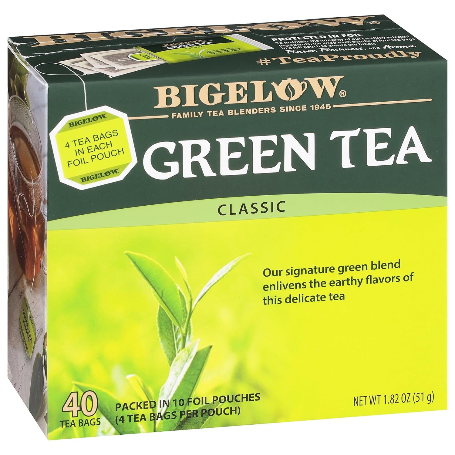 Refreshing Green Tea with Peach - Caffeinated Blend, 20 Count Box (Pack of 6) - 120 Total Tea Bags for a Flavorful Boost!