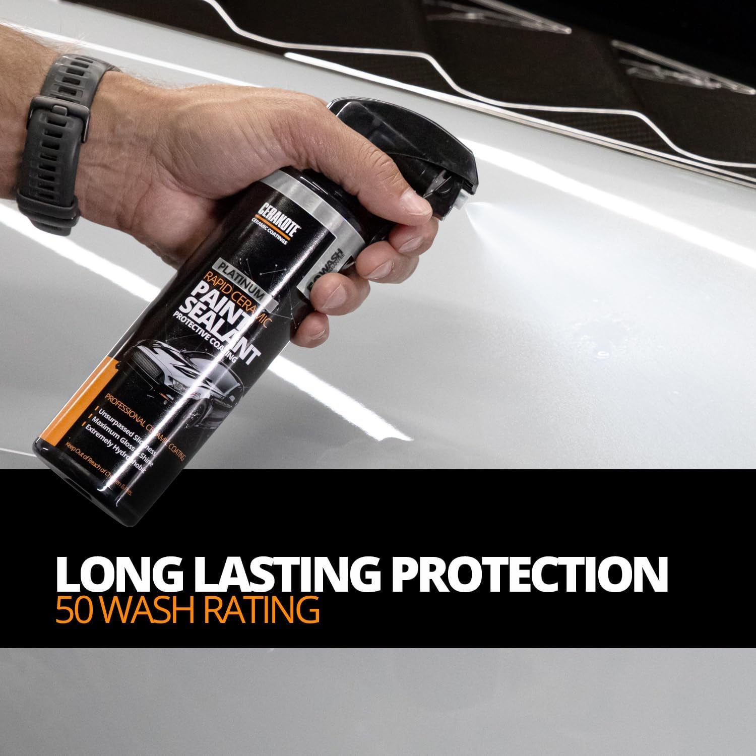 Platinum Rapid Ceramic Paint Sealant Spray - 14 Oz - Ultimate Gloss & Shine with 50 Wash Rating - Superior Hydrophobic Protection - Unmatched Slickness