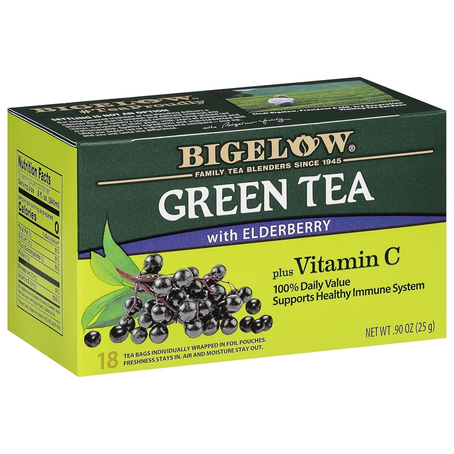 Refreshing Green Tea with Peach - Caffeinated Blend, 20 Count Box (Pack of 6) - 120 Total Tea Bags for a Flavorful Boost!