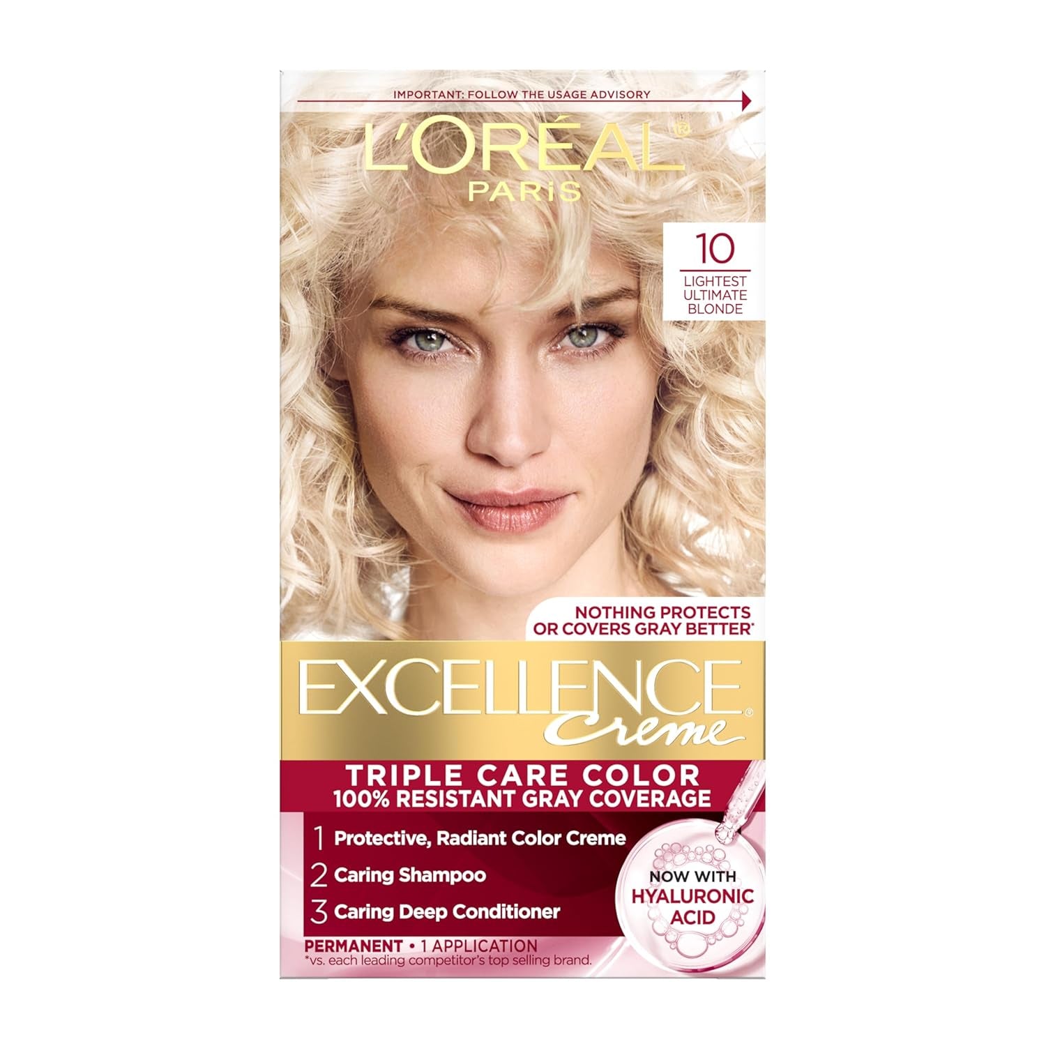 Excellence Crème Permanent Hair Dye - 5 Medium Brown, Triple Care Formula with Hyaluronic Acid for 100% Gray Coverage, 1 Kit (Packaging May Vary)