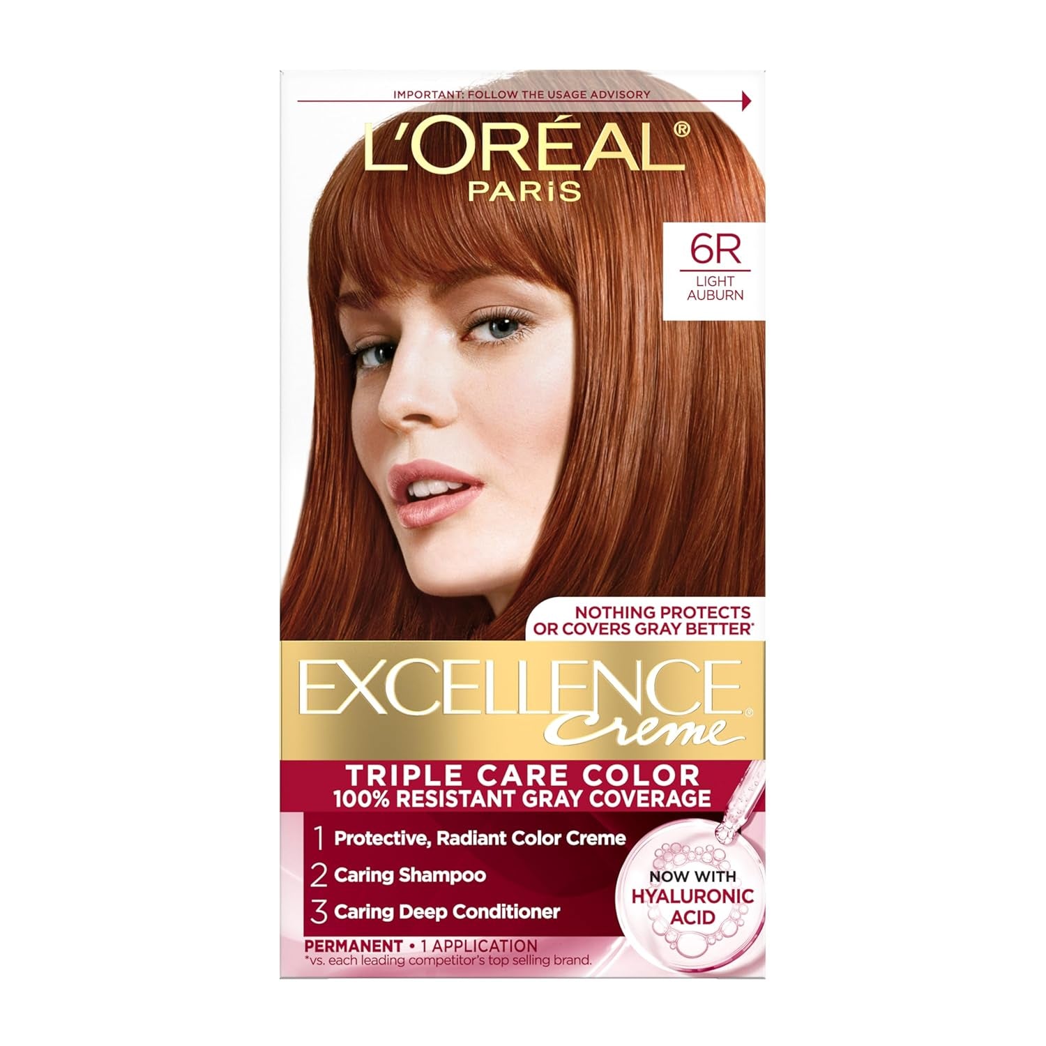 Excellence Crème Permanent Hair Dye - 5 Medium Brown, Triple Care Formula with Hyaluronic Acid for 100% Gray Coverage, 1 Kit (Packaging May Vary)