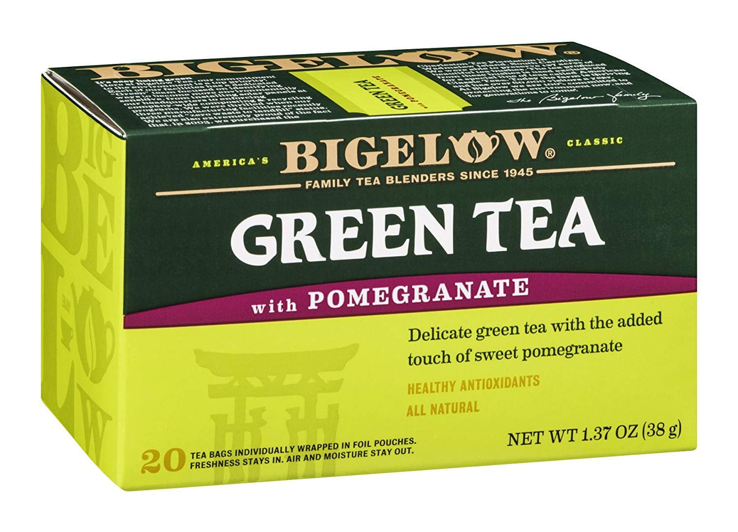 Refreshing Green Tea with Peach - Caffeinated Blend, 20 Count Box (Pack of 6) - 120 Total Tea Bags for a Flavorful Boost!