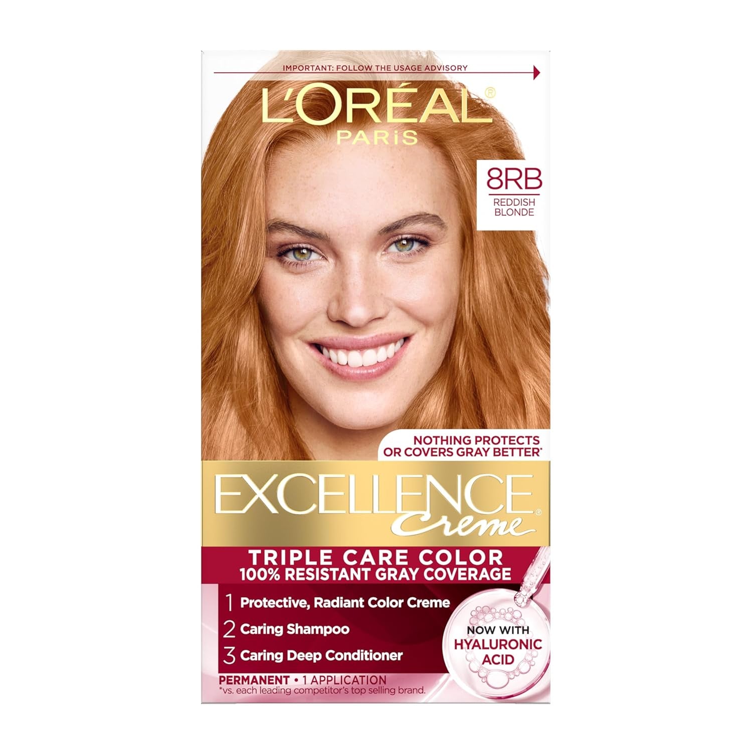 Excellence Crème Permanent Hair Dye - 5 Medium Brown, Triple Care Formula with Hyaluronic Acid for 100% Gray Coverage, 1 Kit (Packaging May Vary)