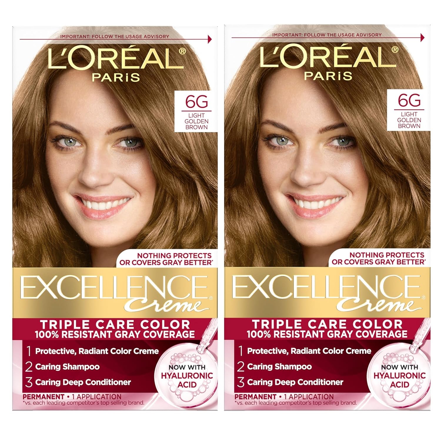 Excellence Crème Permanent Hair Dye - 5 Medium Brown, Triple Care Formula with Hyaluronic Acid for 100% Gray Coverage, 1 Kit (Packaging May Vary)