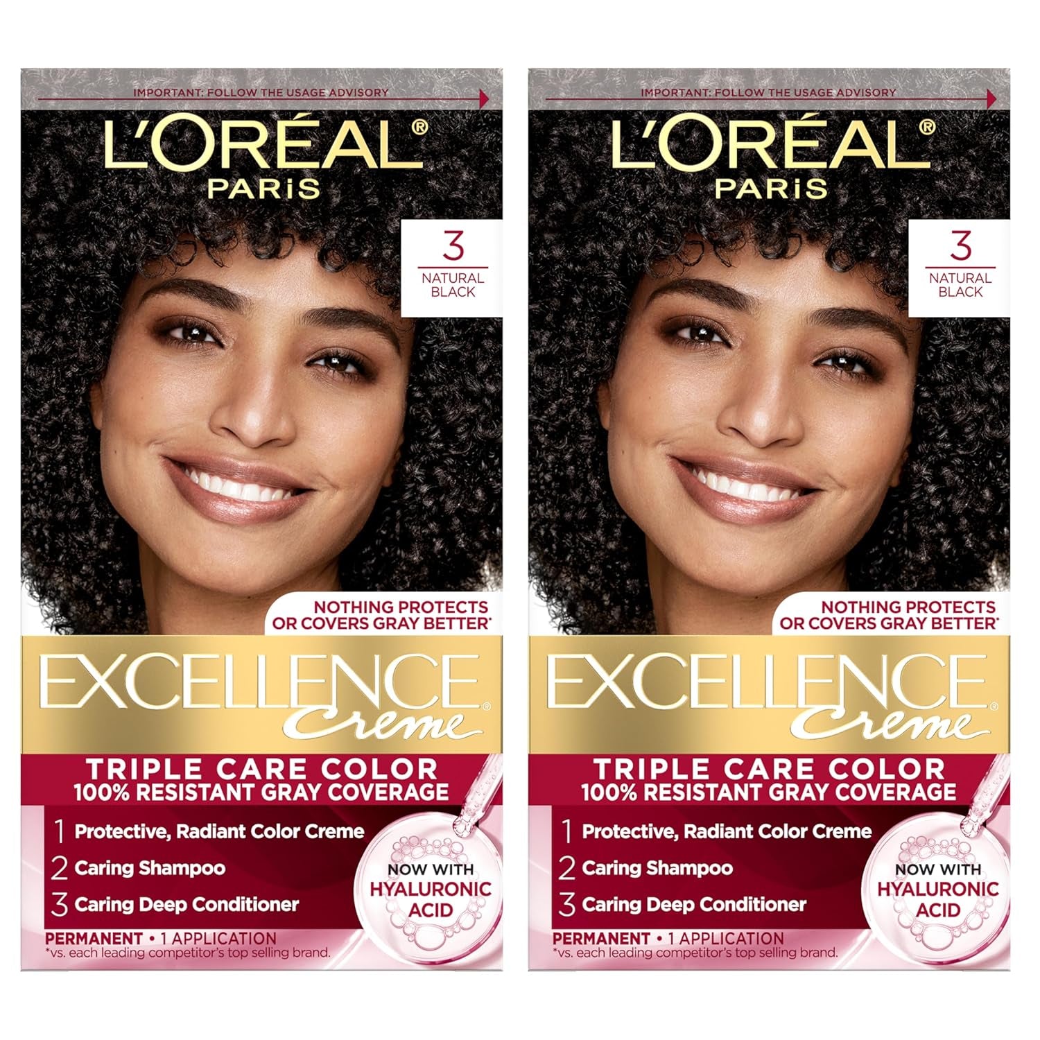 Excellence Crème Permanent Hair Dye - 5 Medium Brown, Triple Care Formula with Hyaluronic Acid for 100% Gray Coverage, 1 Kit (Packaging May Vary)