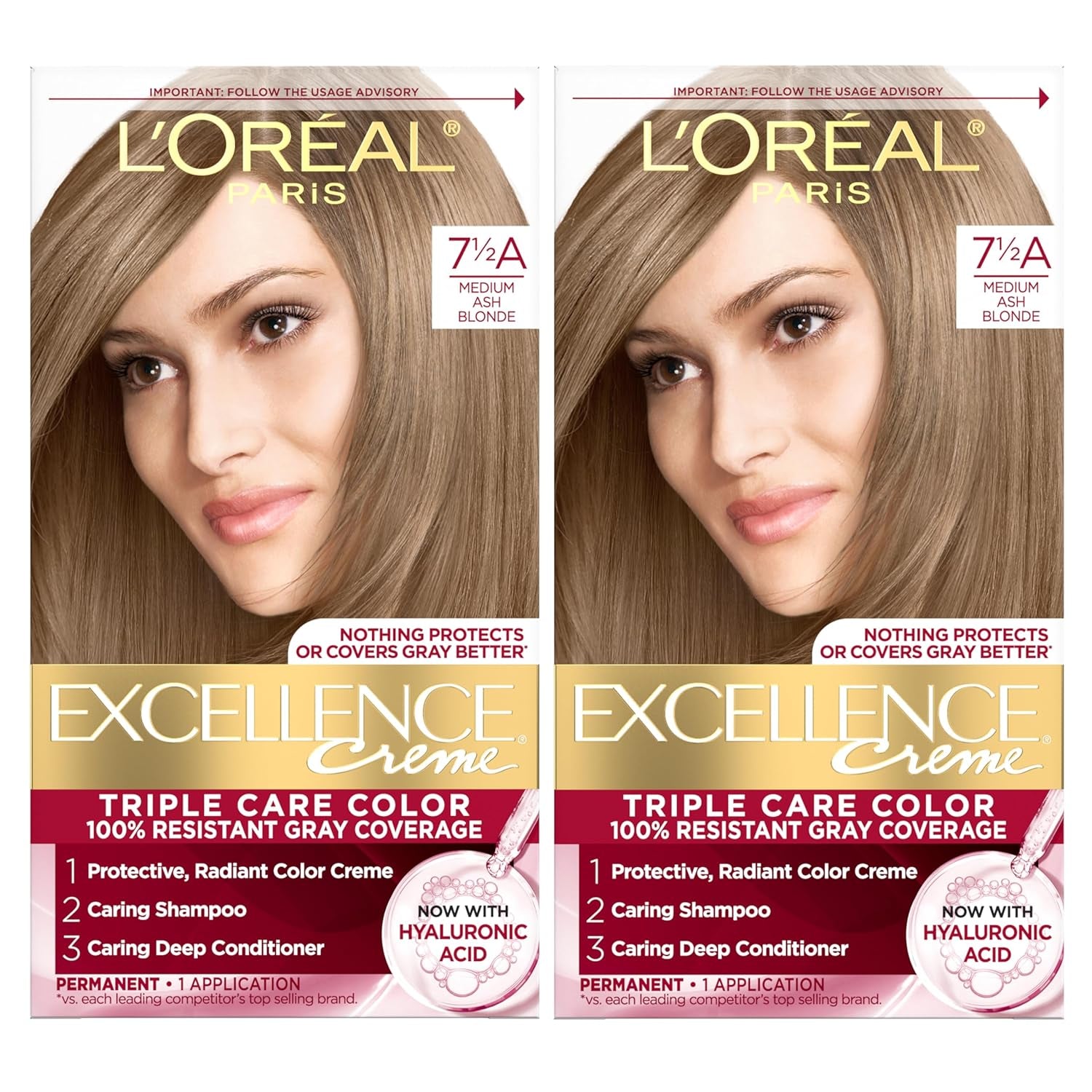 Excellence Crème Permanent Hair Dye - 5 Medium Brown, Triple Care Formula with Hyaluronic Acid for 100% Gray Coverage, 1 Kit (Packaging May Vary)
