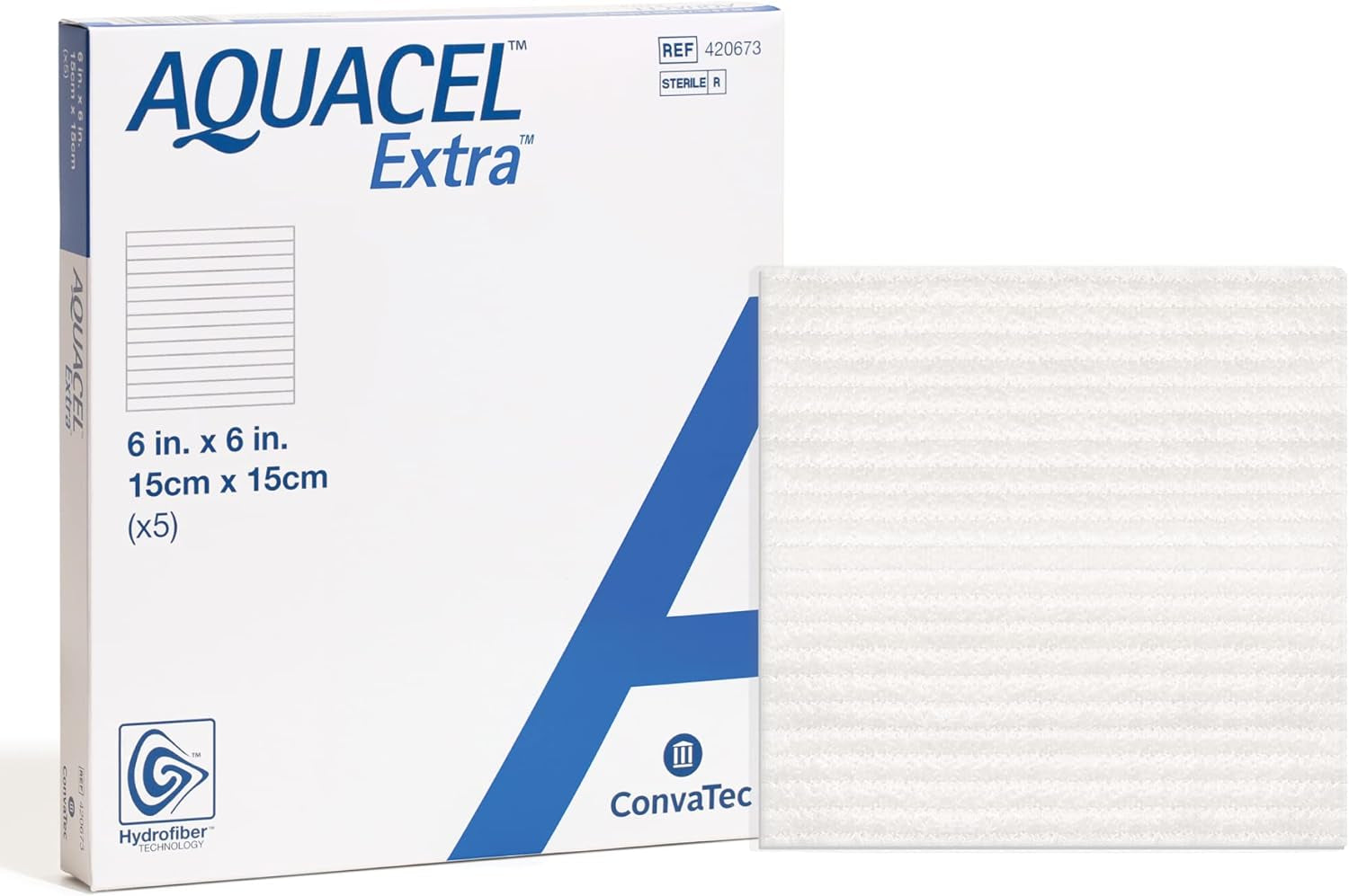 Extra Large 6"X6" Hydrofiber Absorbent Dressings - 5 Count Box for Effective Wound Care