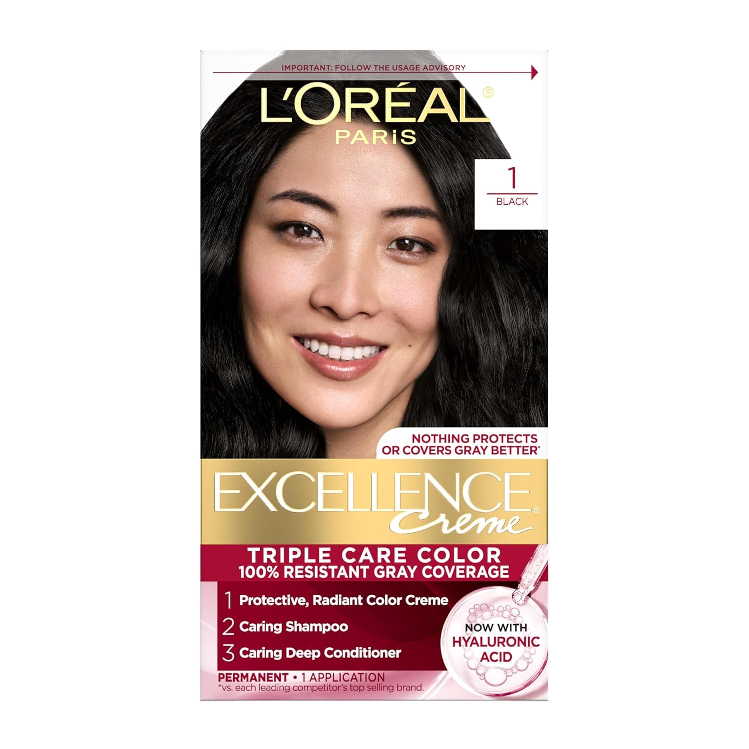 Excellence Crème Permanent Hair Dye - 5 Medium Brown, Triple Care Formula with Hyaluronic Acid for 100% Gray Coverage, 1 Kit (Packaging May Vary)