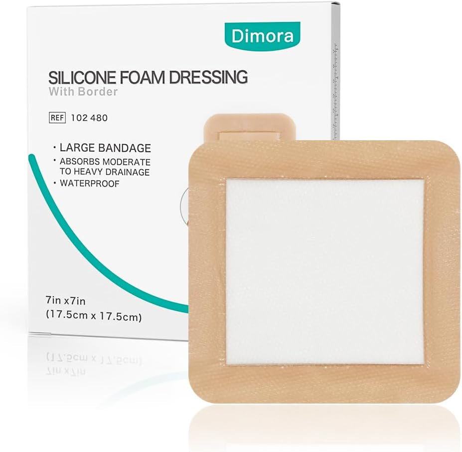 10 Pack Waterproof Sacral Foam Bandages with Silicone Adhesive - 7"x7" Absorbent & Breathable Wound Dressings for Bed Sores and Pressure Ulcers