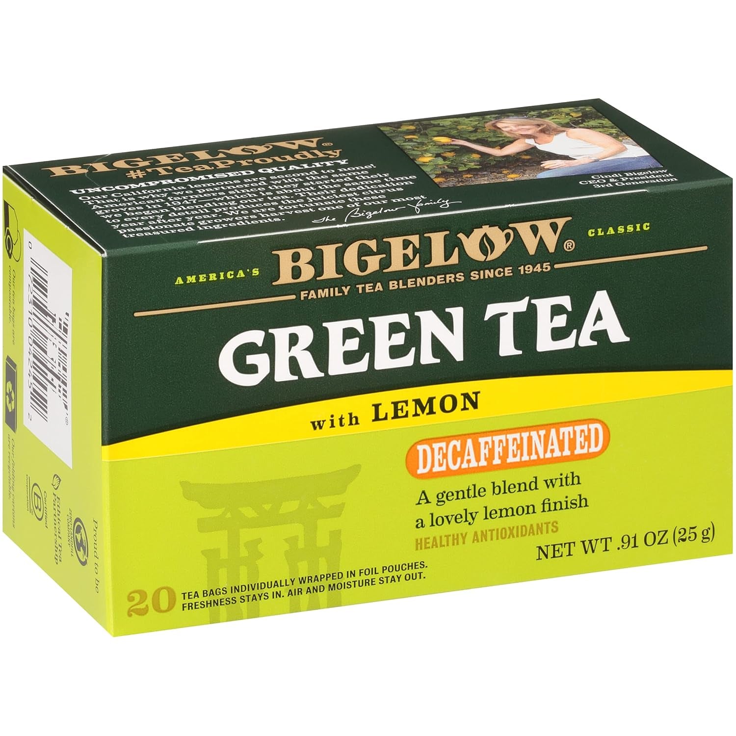 Refreshing Green Tea with Peach - Caffeinated Blend, 20 Count Box (Pack of 6) - 120 Total Tea Bags for a Flavorful Boost!
