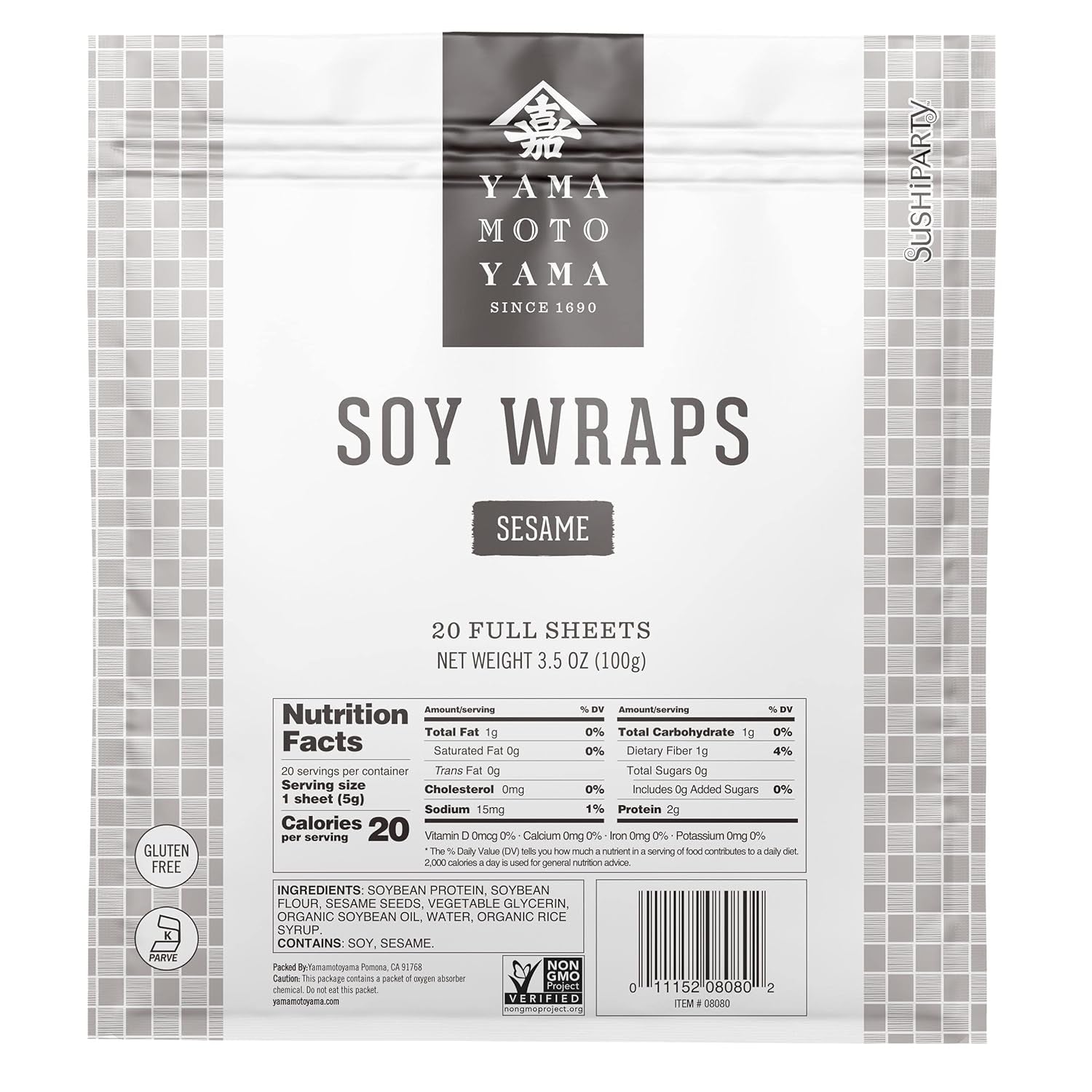 Delicious Sesame Soy Wrappers for Your Sushi Party - 20 Count, 3.5 Ounce Bag
