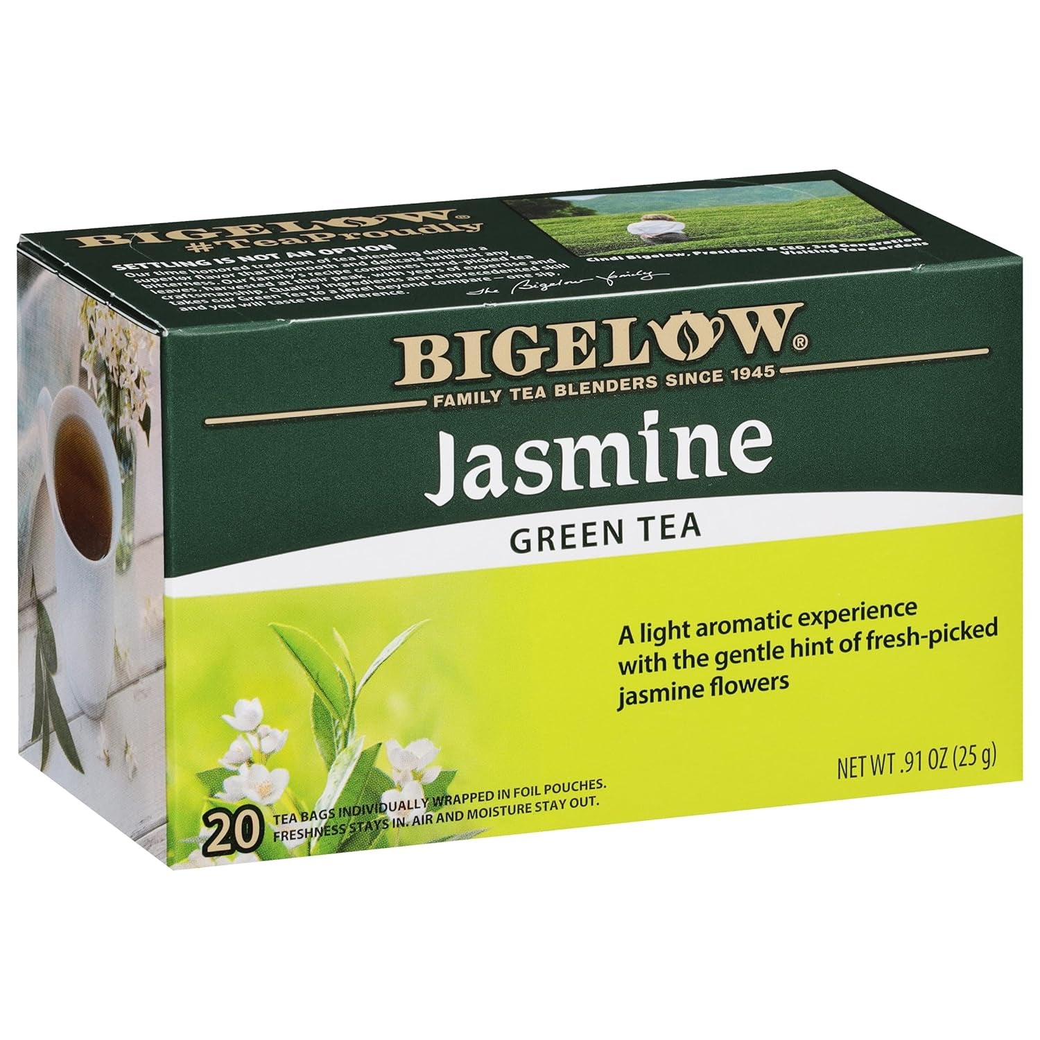 Refreshing Green Tea with Peach - Caffeinated Blend, 20 Count Box (Pack of 6) - 120 Total Tea Bags for a Flavorful Boost!