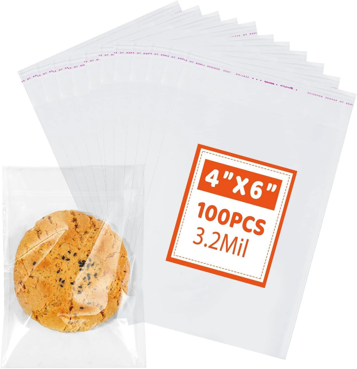 400 PCS 4x6 Inch Thick 3.2Mil Clear Self-Sealing Cellophane Bags - Resealable Cookie, Candy & Party Favor Packaging