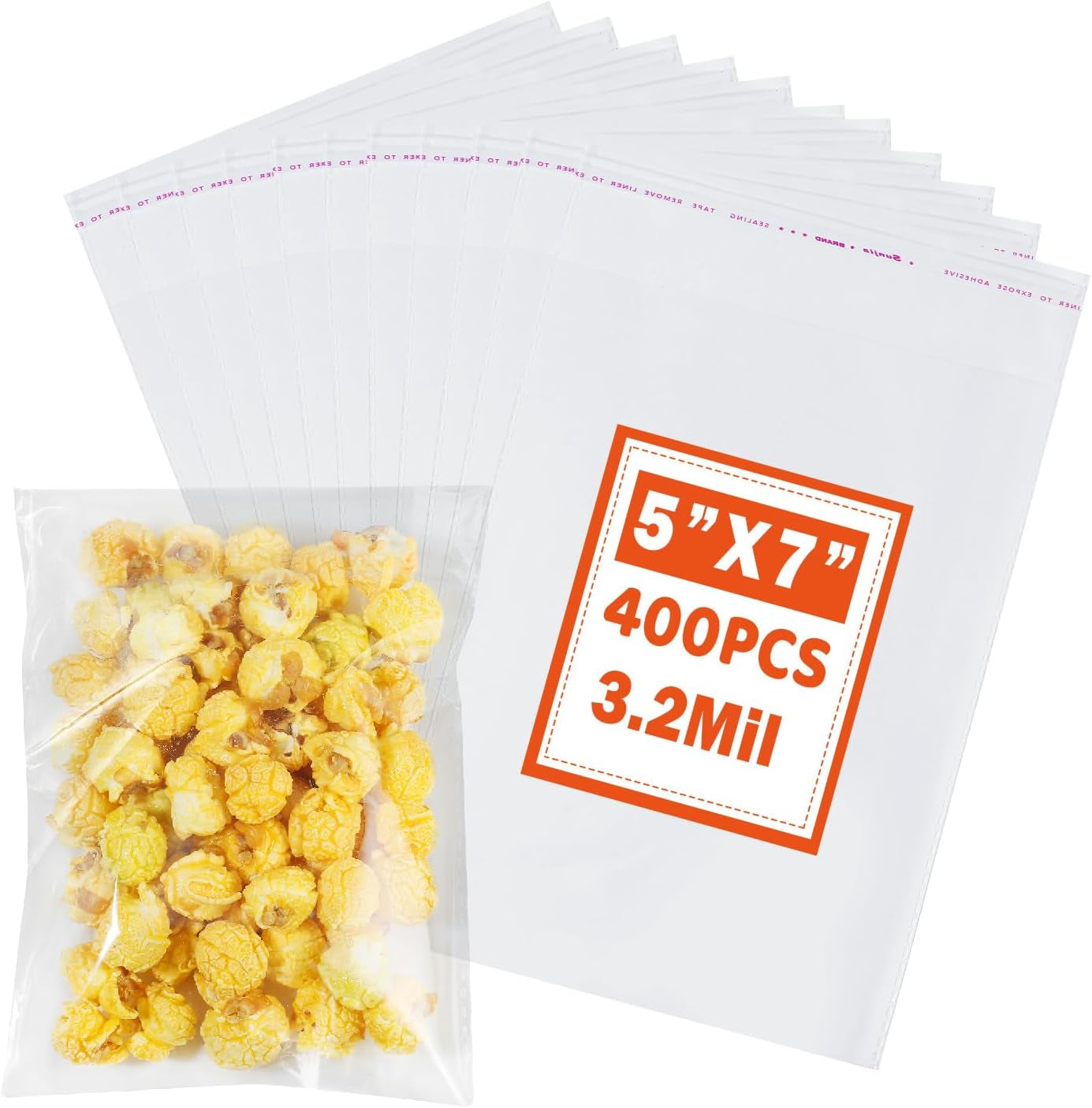 400 PCS 4x6 Inch Thick 3.2Mil Clear Self-Sealing Cellophane Bags - Resealable Cookie, Candy & Party Favor Packaging