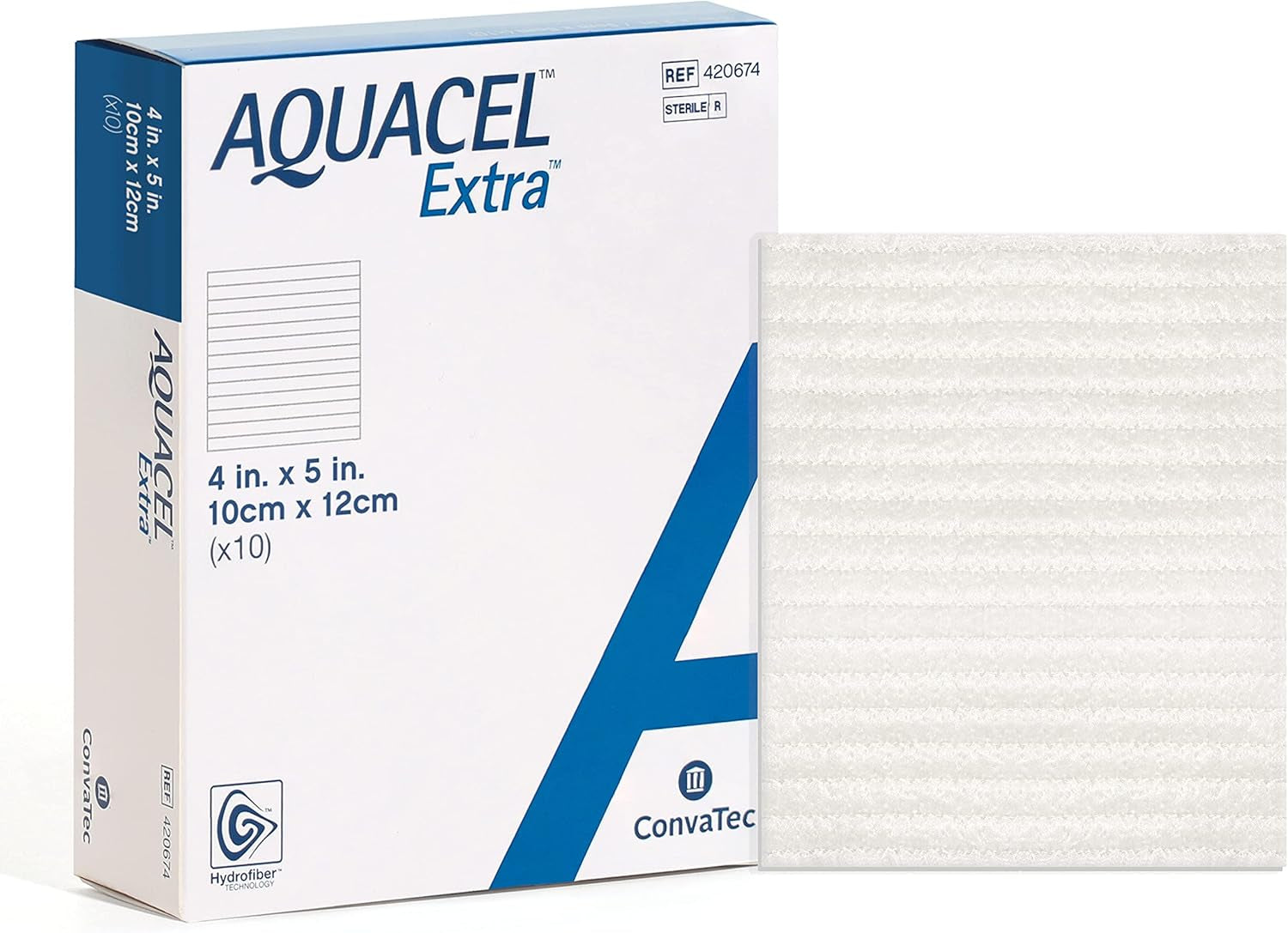 Extra Large 6"X6" Hydrofiber Absorbent Dressings - 5 Count Box for Effective Wound Care