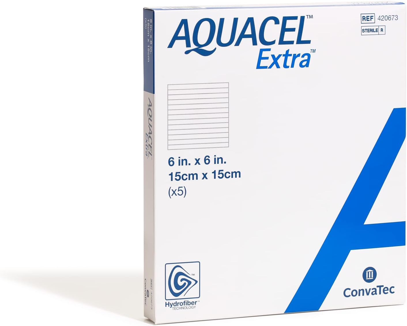 Extra Large 6"X6" Hydrofiber Absorbent Dressings - 5 Count Box for Effective Wound Care
