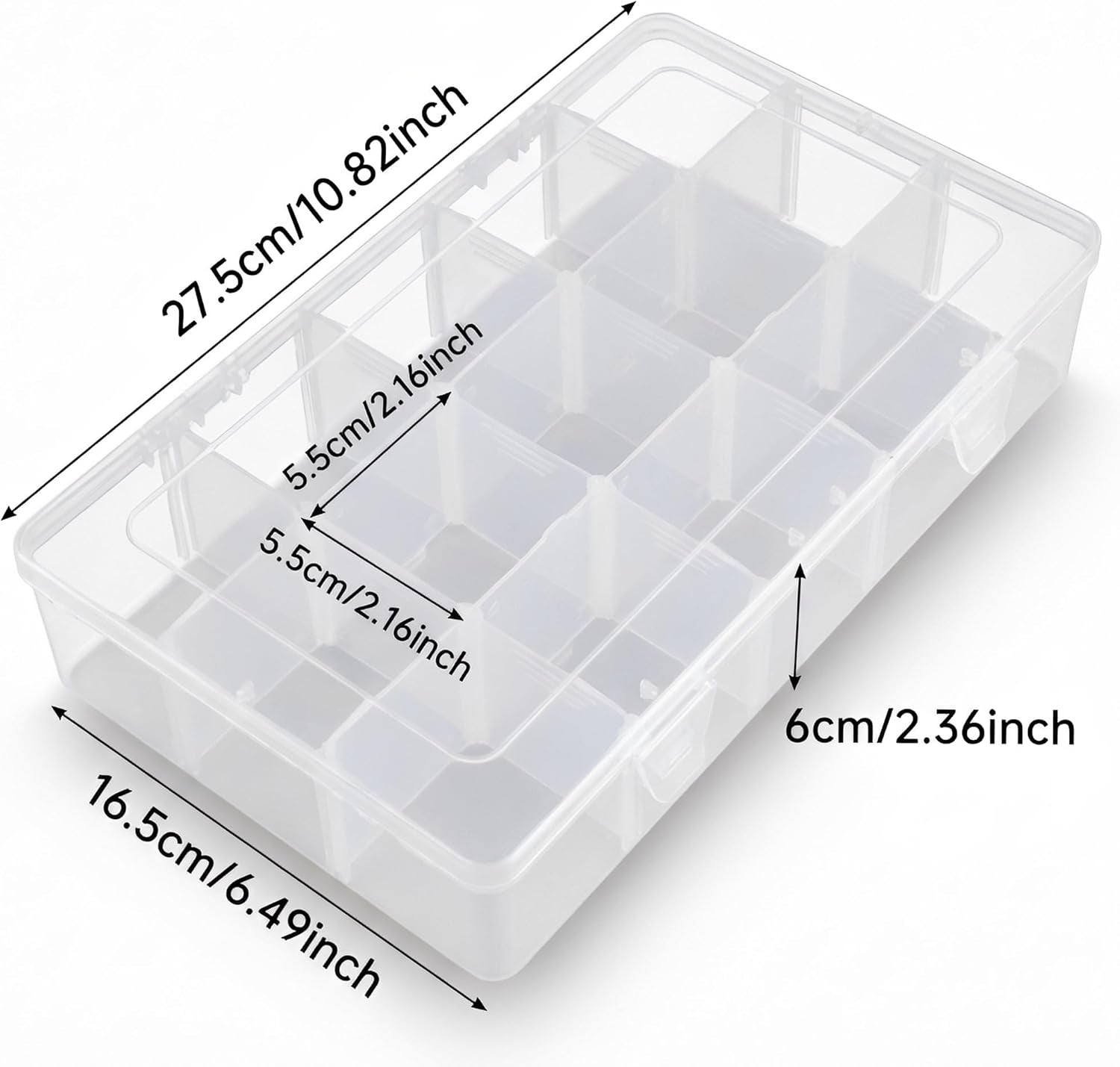 2 Pack Clear Plastic Organizer Boxes with Adjustable Dividers - Perfect for Jewelry, Beads, Screws, Tackle, Washi Tapes & More!