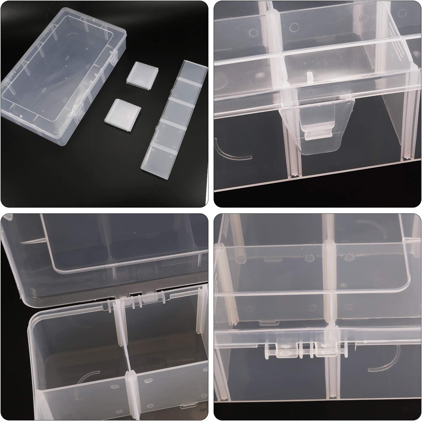 2 Pack Clear Plastic Organizer Boxes with Adjustable Dividers - Perfect for Jewelry, Beads, Screws, Tackle, Washi Tapes & More!