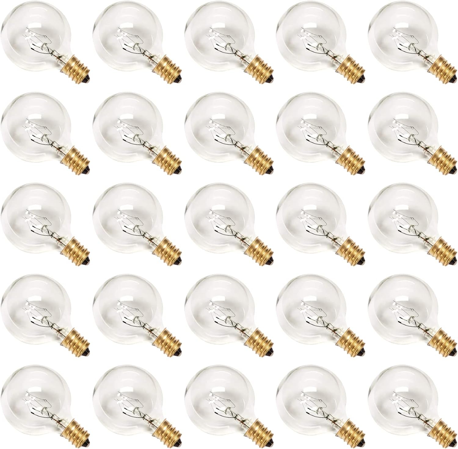 G40 LED Replacement Bulbs - 1W Clear Globe Bulbs for E12 Candelabra Sockets - Warm White Edison Style for Indoor & Outdoor Decor - 25 Pack