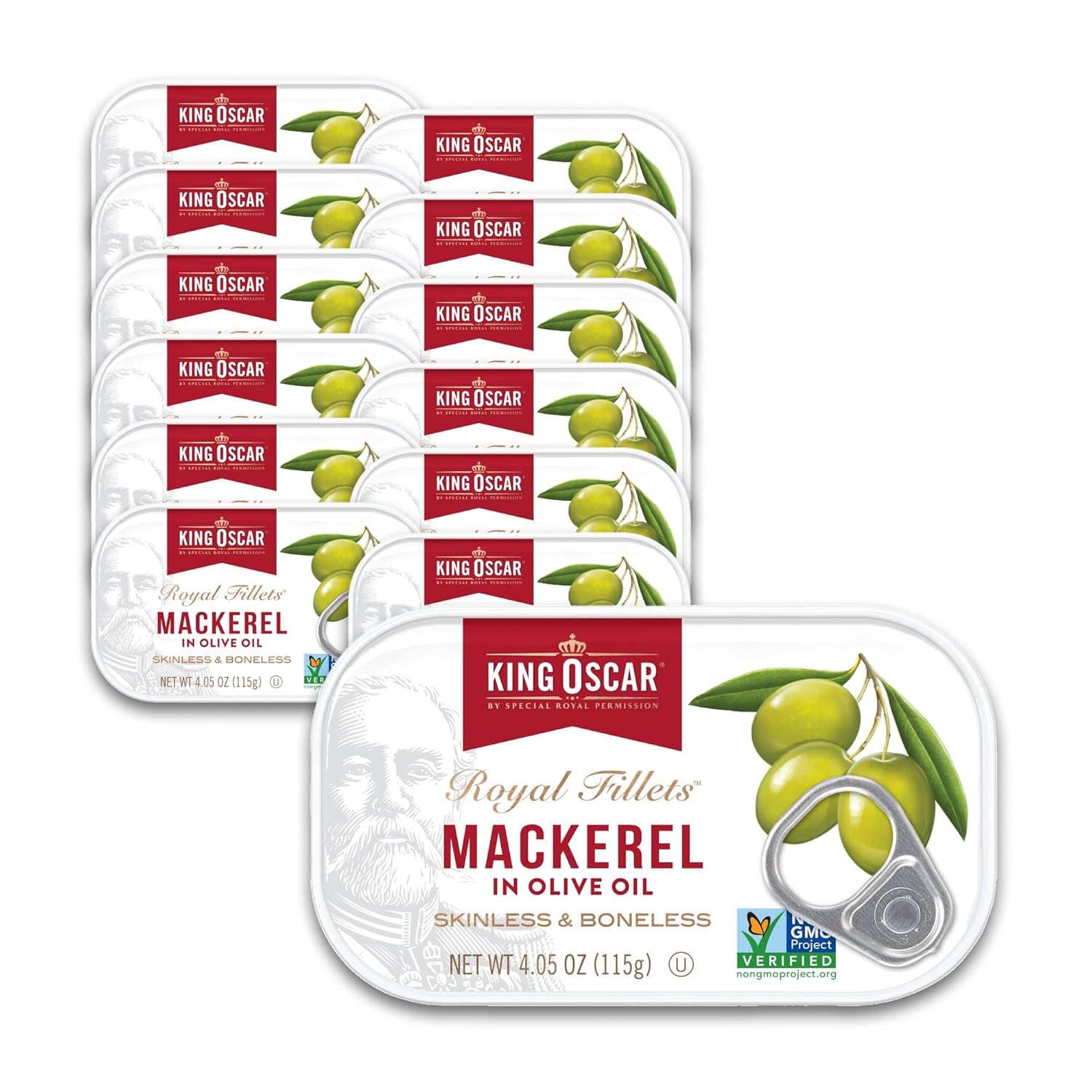 Wild Caught Skinless & Boneless Mackerel in Olive Oil - 4.05 oz Can (Pack of 6) - Delicious and Convenient Seafood Delight!