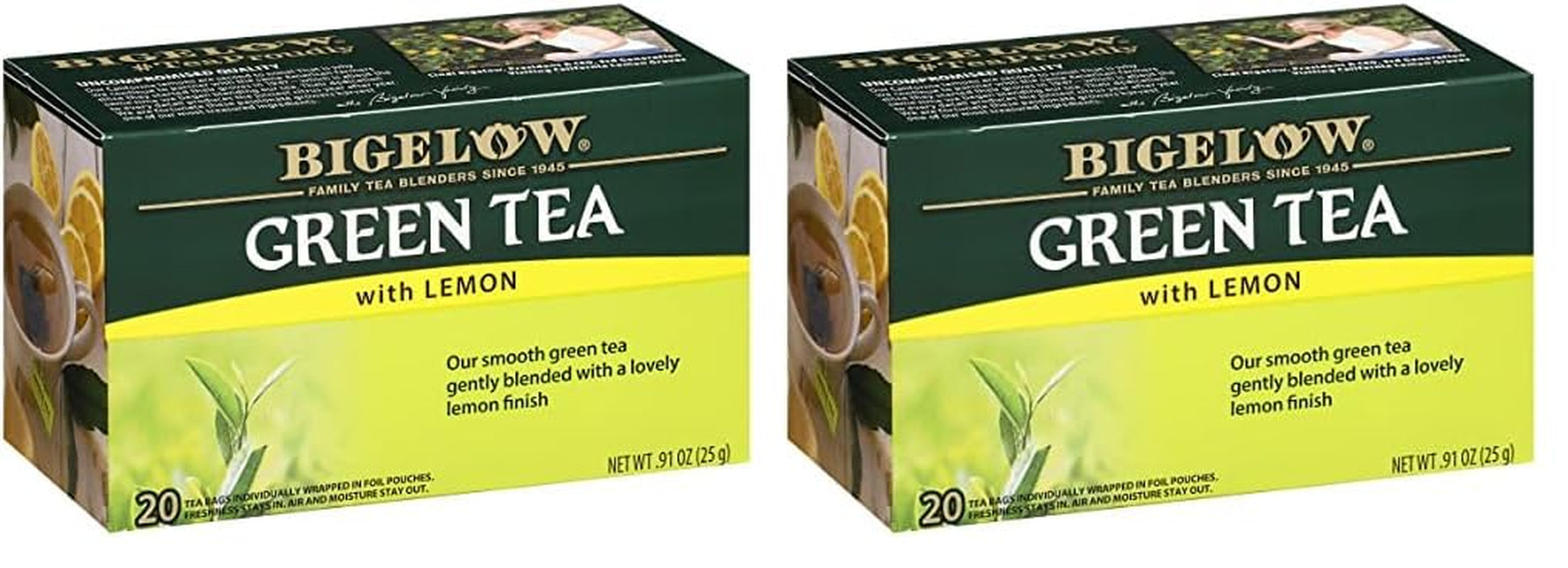 Refreshing Green Tea with Peach - Caffeinated Blend, 20 Count Box (Pack of 6) - 120 Total Tea Bags for a Flavorful Boost!