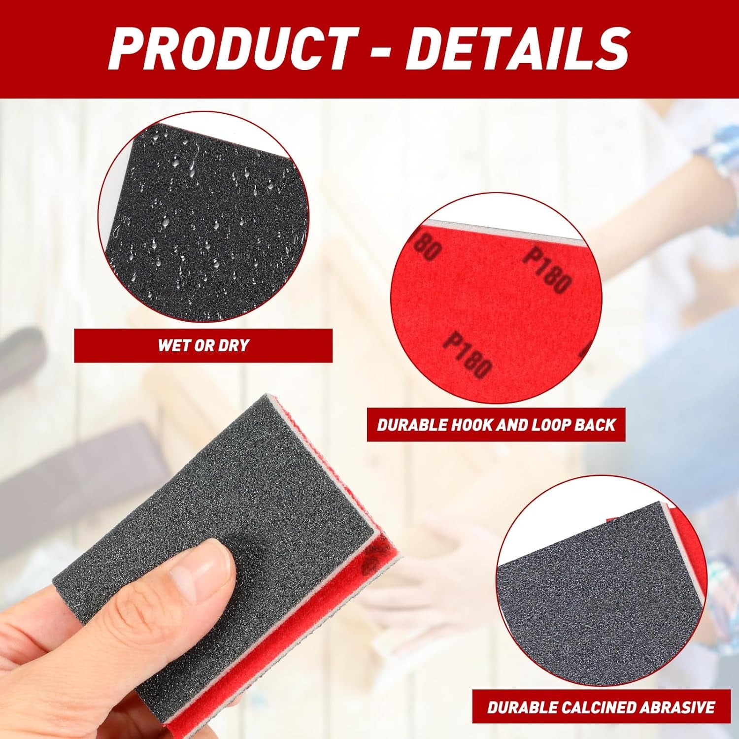 24 Pcs Washable & Reusable Sanding Sponges - 800-1000 Grit for Smooth Finishing on Wood, Metal, Drywall & Glazing