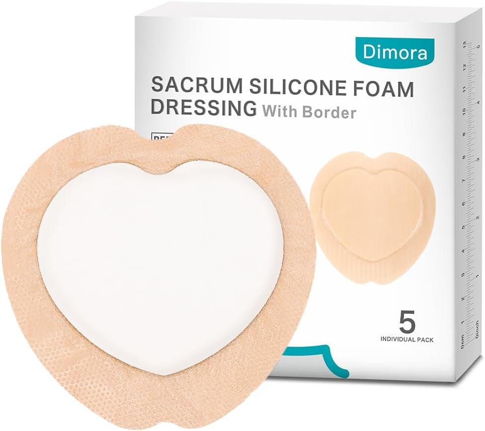 10 Pack Waterproof Sacral Foam Bandages with Silicone Adhesive - 7"x7" Absorbent & Breathable Wound Dressings for Bed Sores and Pressure Ulcers