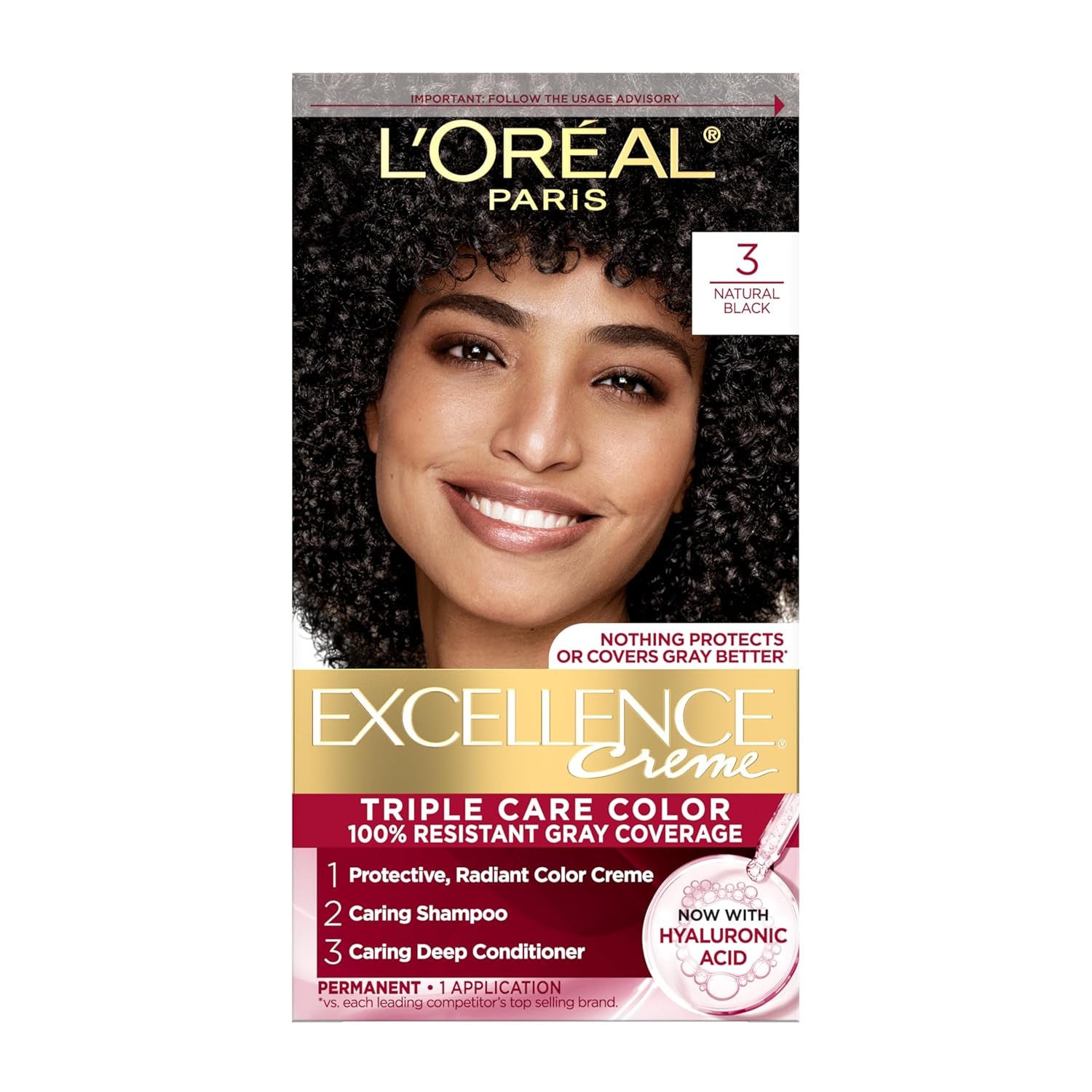 Excellence Crème Permanent Hair Dye - 5 Medium Brown, Triple Care Formula with Hyaluronic Acid for 100% Gray Coverage, 1 Kit (Packaging May Vary)