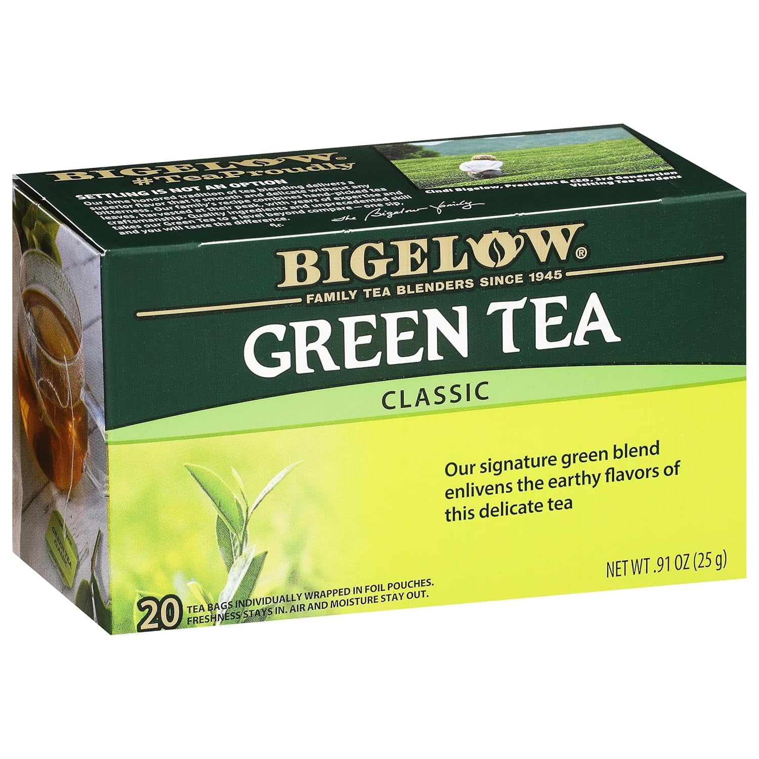Refreshing Green Tea with Peach - Caffeinated Blend, 20 Count Box (Pack of 6) - 120 Total Tea Bags for a Flavorful Boost!