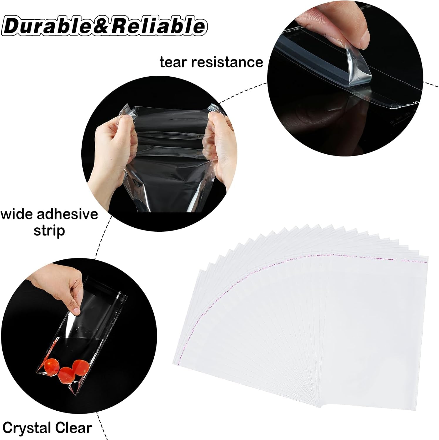 400 PCS 4x6 Inch Thick 3.2Mil Clear Self-Sealing Cellophane Bags - Resealable Cookie, Candy & Party Favor Packaging
