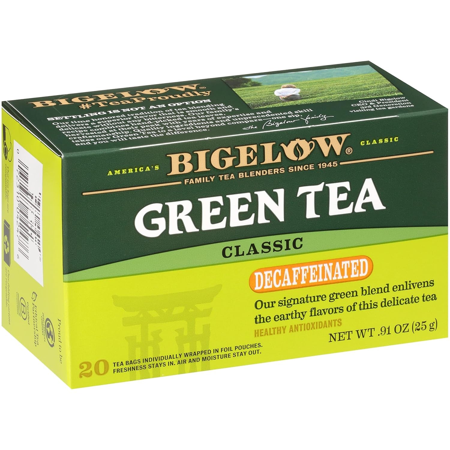 Refreshing Green Tea with Peach - Caffeinated Blend, 20 Count Box (Pack of 6) - 120 Total Tea Bags for a Flavorful Boost!