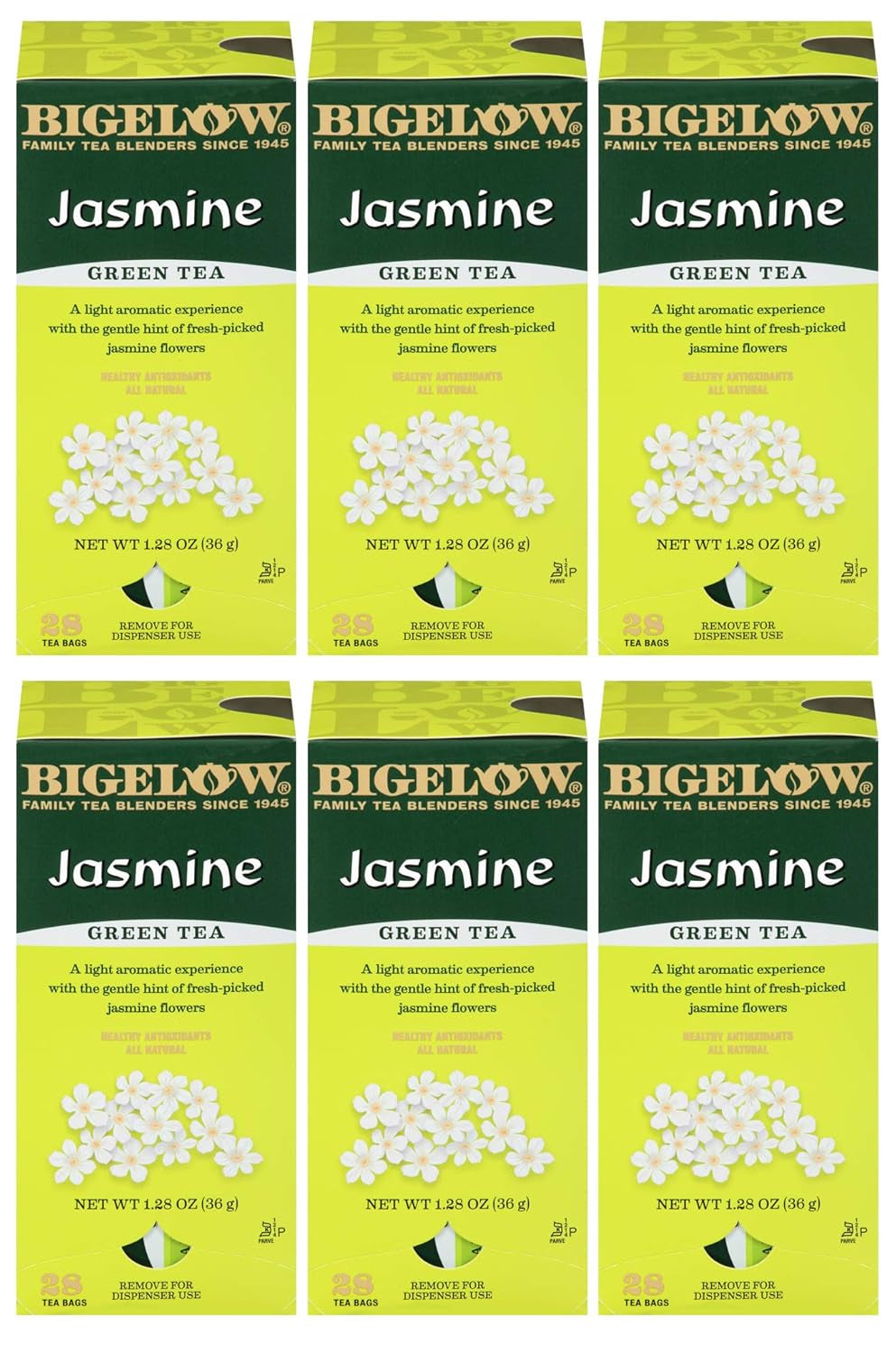 Refreshing Green Tea with Peach - Caffeinated Blend, 20 Count Box (Pack of 6) - 120 Total Tea Bags for a Flavorful Boost!