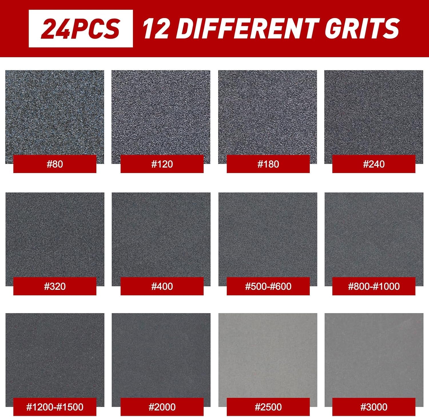 24 Pcs Washable & Reusable Sanding Sponges - 800-1000 Grit for Smooth Finishing on Wood, Metal, Drywall & Glazing