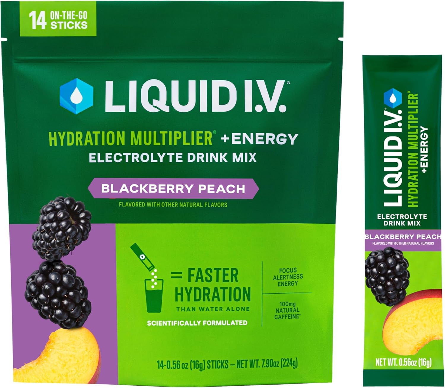 Liquid I.V.® Hydration Multiplier + Energy - Yuzu Pineapple Flavor | Electrolyte Powder Drink Mix | 14 Servings for Ultimate Hydration and Energy Boost